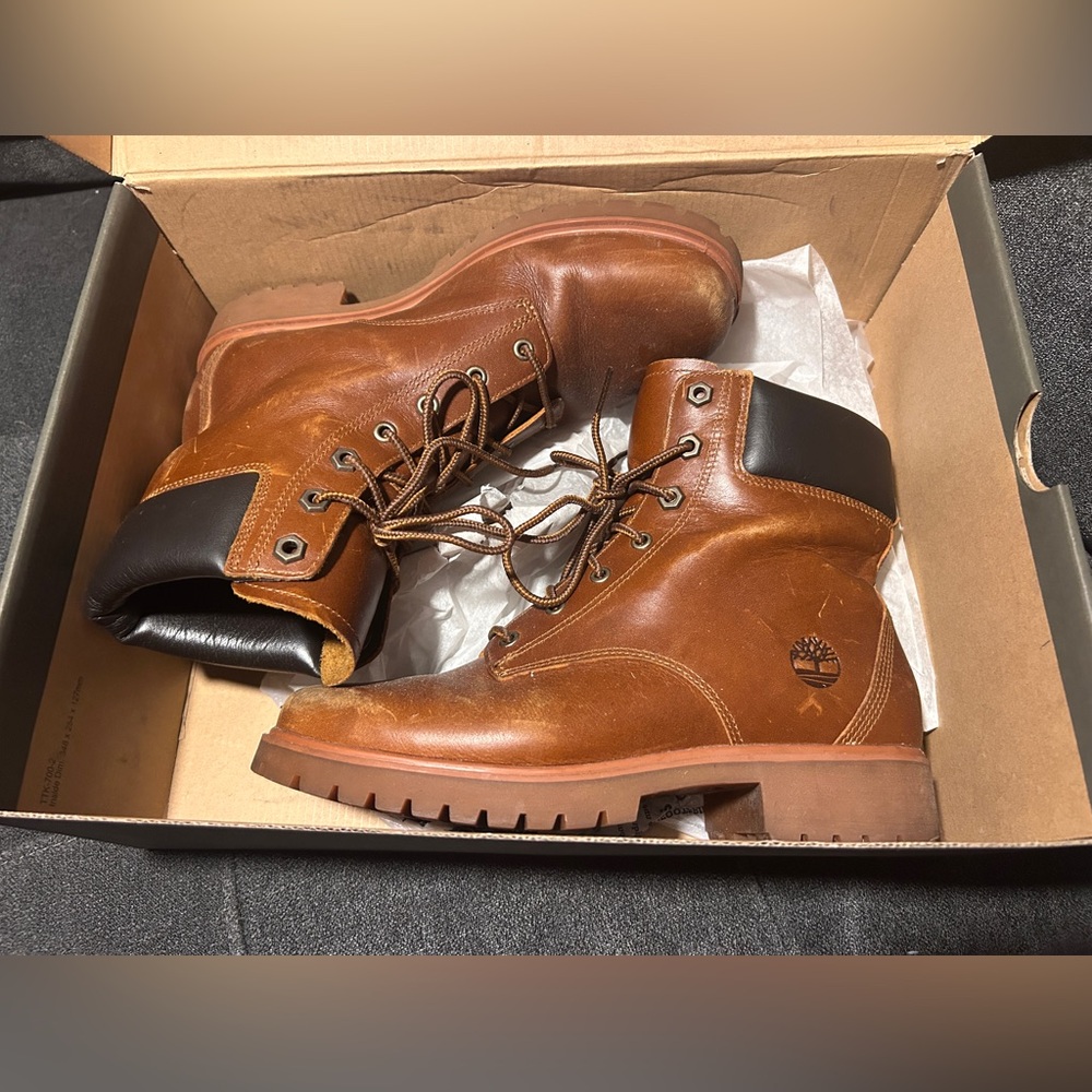 Timberland Waterproof Leather Lace-Up Combat Boots Brown Woman’s US 7.5